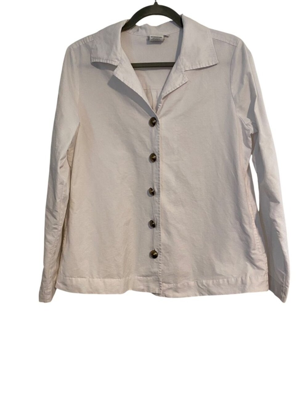 Hot Cotton Women's S White Shacket Button Up Shirt Long Sleeve Office Preppy